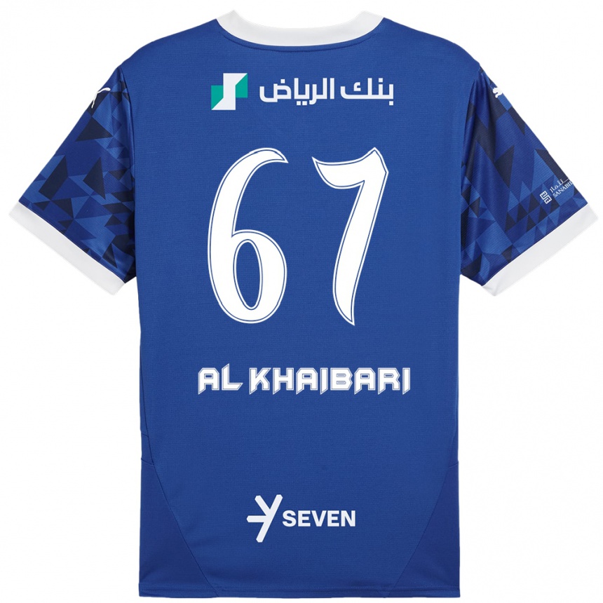 Férfi Labdarúgás Mohammed Al-Khaibari #67 Sötétkék Fehér Hazai Jersey 2024/25 Mez Póló Ing