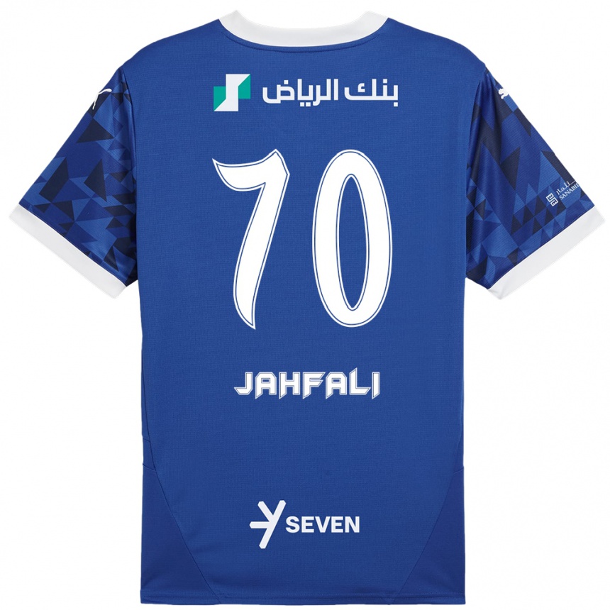 Férfi Labdarúgás Mohammed Jahfali #70 Sötétkék Fehér Hazai Jersey 2024/25 Mez Póló Ing