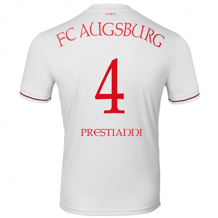 Férfi Labdarúgás Luis Prestianni #4 Fehér Hazai Jersey 2024/25 Mez Póló Ing