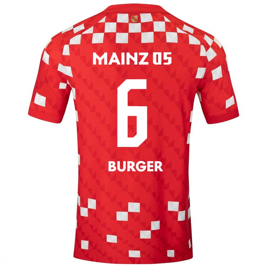 Férfi Labdarúgás Korbinian Burger #6 Fehér Piros Hazai Jersey 2024/25 Mez Póló Ing