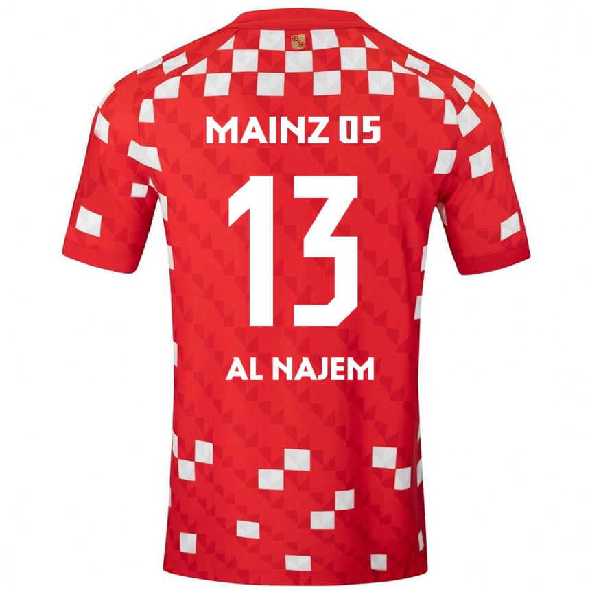 Férfi Labdarúgás Salma Al Najem #13 Fehér Piros Hazai Jersey 2024/25 Mez Póló Ing