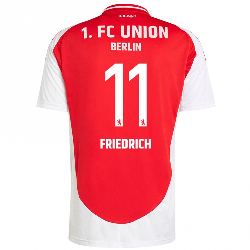 Férfi Labdarúgás Julien Friedrich #11 Piros Fehér Hazai Jersey 2024/25 Mez Póló Ing