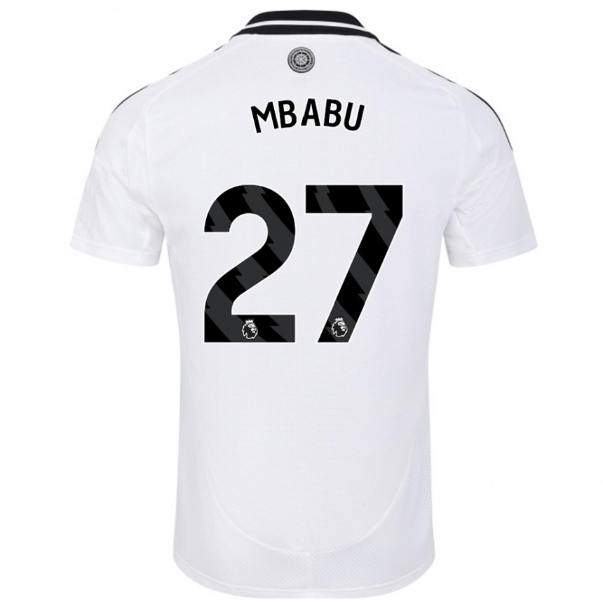 Férfi Labdarúgás Kevin Mbabu #27 Fehér Hazai Jersey 2024/25 Mez Póló Ing