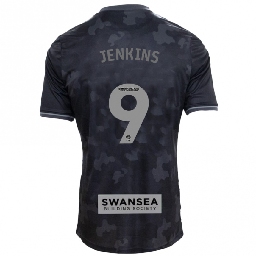 Férfi Labdarúgás Nieve Jenkins #9 Fekete Idegenbeli Jersey 2024/25 Mez Póló Ing