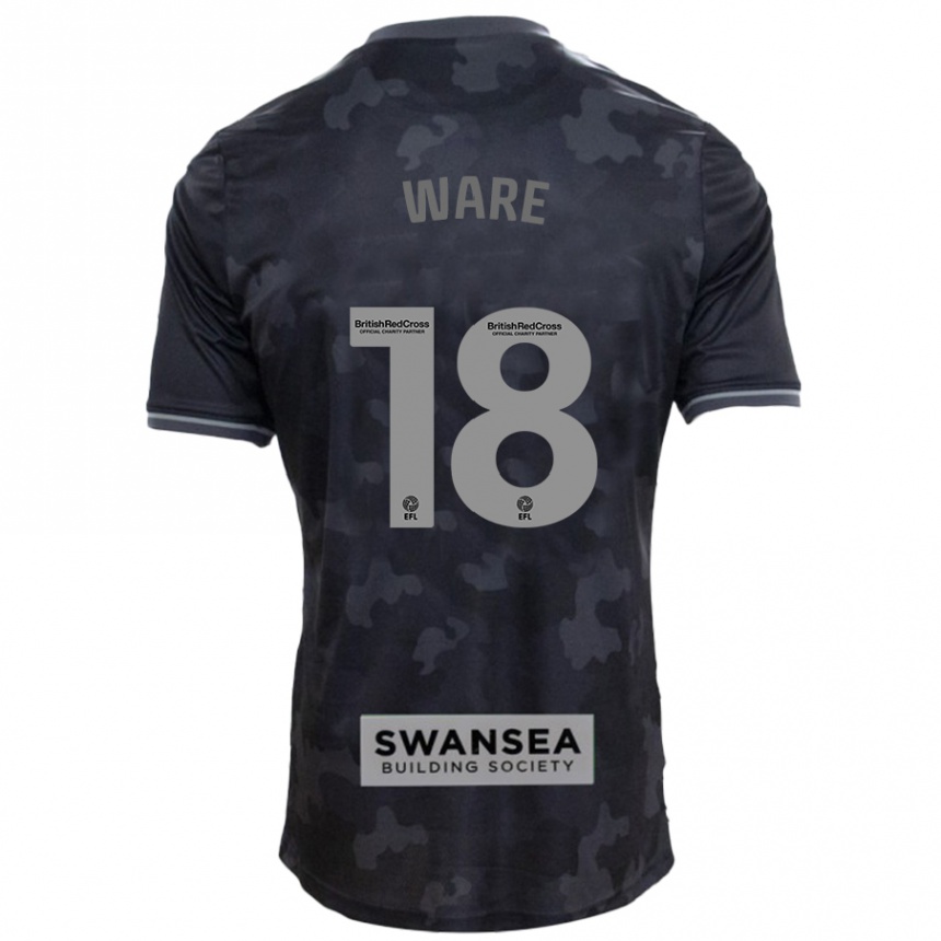 Férfi Labdarúgás Phoebe Ware #18 Fekete Idegenbeli Jersey 2024/25 Mez Póló Ing