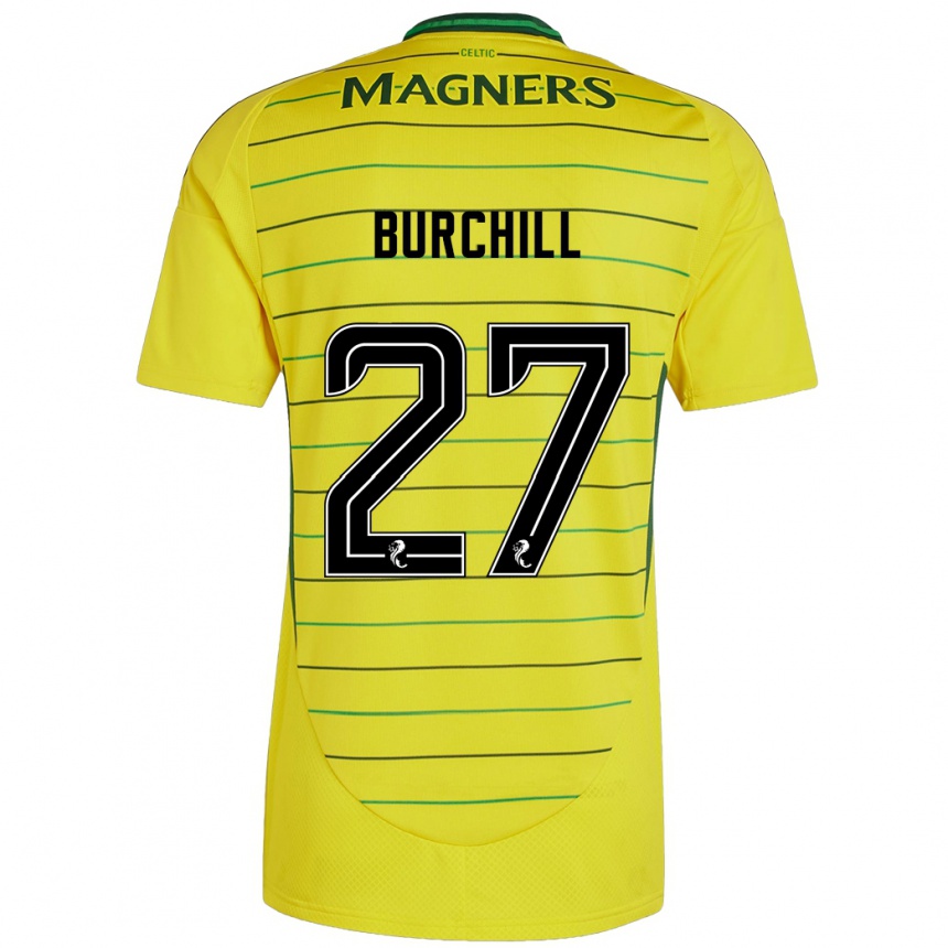 Férfi Labdarúgás Tiree Burchill #27 Sárga Idegenbeli Jersey 2024/25 Mez Póló Ing