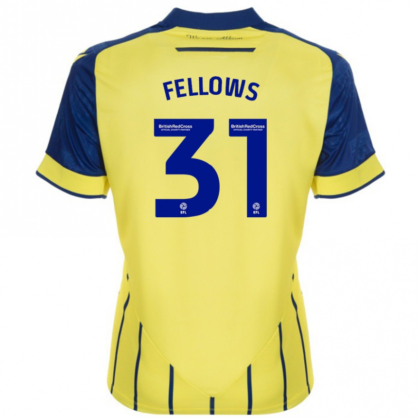 Férfi Labdarúgás Tom Fellows #31 Sárga Kék Idegenbeli Jersey 2024/25 Mez Póló Ing