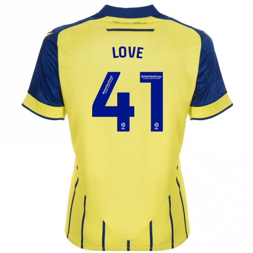 Férfi Labdarúgás Layton Love #41 Sárga Kék Idegenbeli Jersey 2024/25 Mez Póló Ing