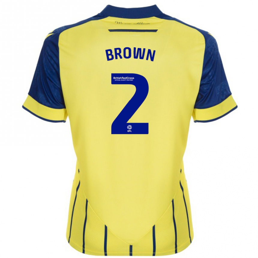 Férfi Labdarúgás Ashlee Brown #2 Sárga Kék Idegenbeli Jersey 2024/25 Mez Póló Ing