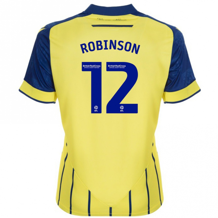 Férfi Labdarúgás Leanne Robinson #12 Sárga Kék Idegenbeli Jersey 2024/25 Mez Póló Ing