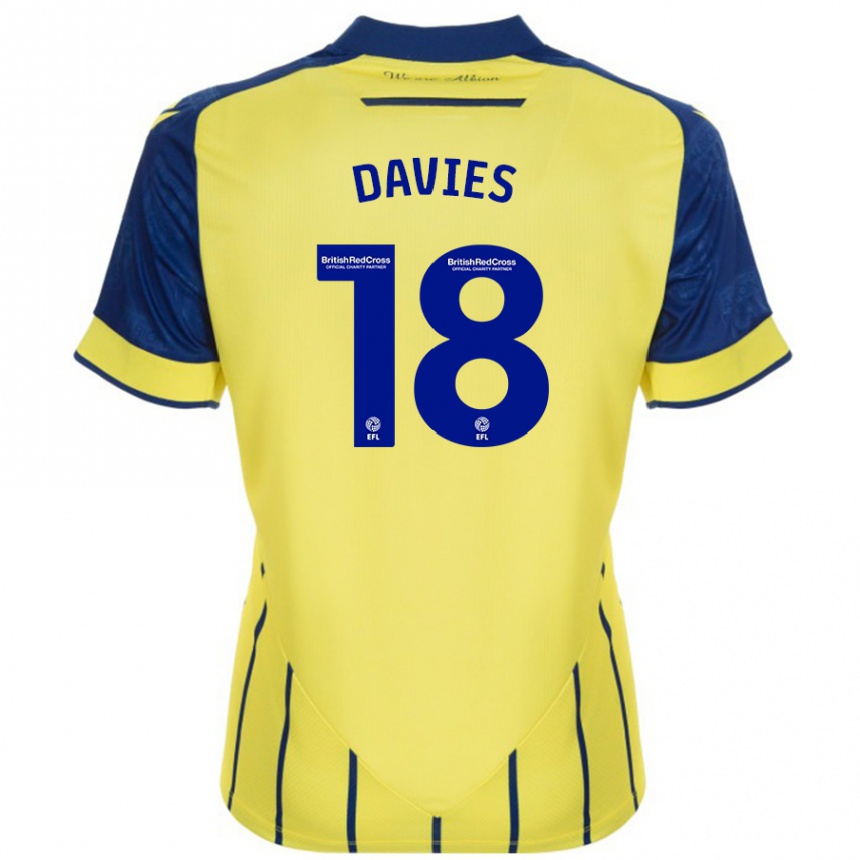 Férfi Labdarúgás Jessica Davies #18 Sárga Kék Idegenbeli Jersey 2024/25 Mez Póló Ing