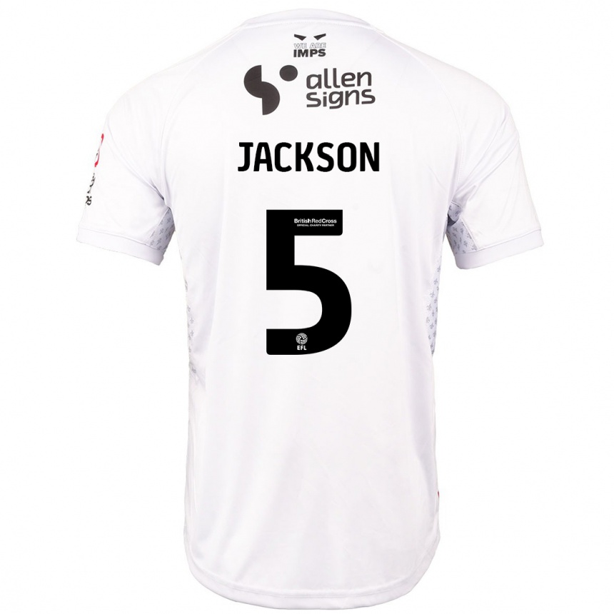 Férfi Labdarúgás Adam Jackson #5 Piros Fehér Idegenbeli Jersey 2024/25 Mez Póló Ing