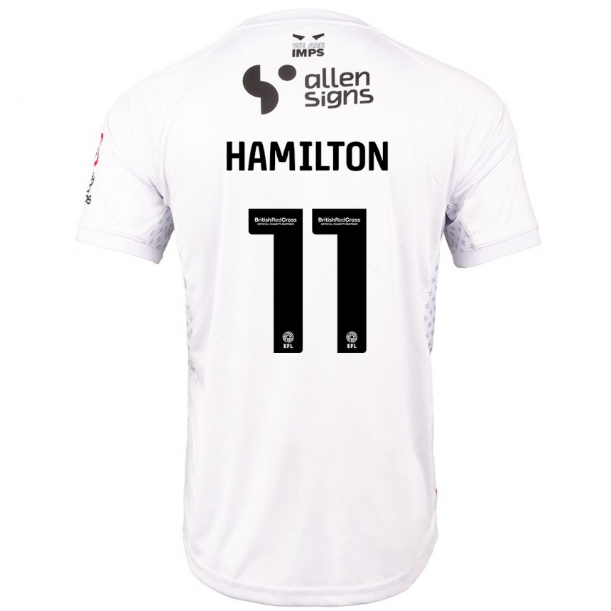 Férfi Labdarúgás Ethan Hamilton #11 Piros Fehér Idegenbeli Jersey 2024/25 Mez Póló Ing