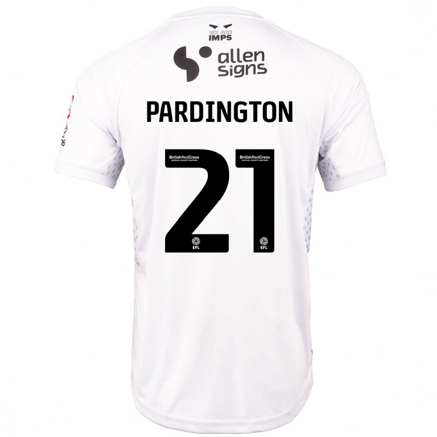 Férfi Labdarúgás Jamie Pardington #21 Piros Fehér Idegenbeli Jersey 2024/25 Mez Póló Ing