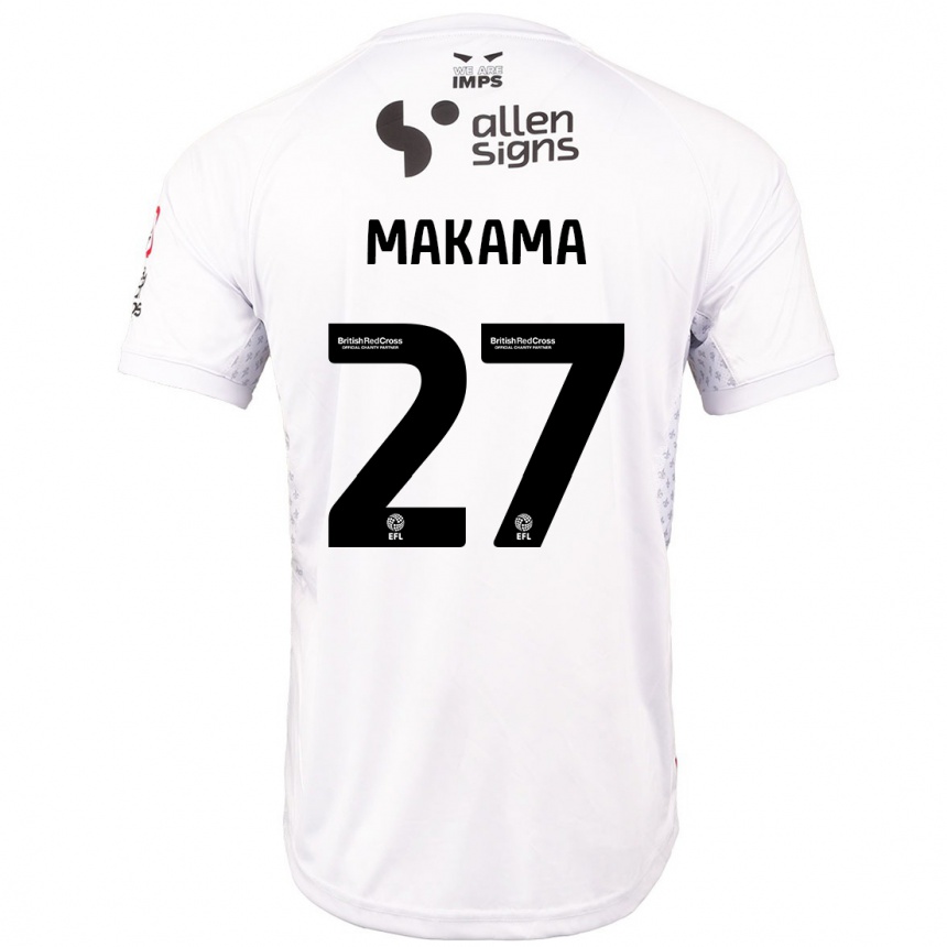 Férfi Labdarúgás Jovon Makama #27 Piros Fehér Idegenbeli Jersey 2024/25 Mez Póló Ing