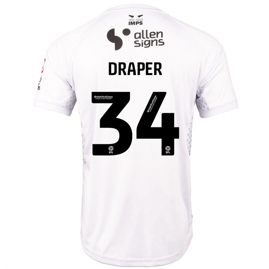 Férfi Labdarúgás Freddie Draper #34 Piros Fehér Idegenbeli Jersey 2024/25 Mez Póló Ing