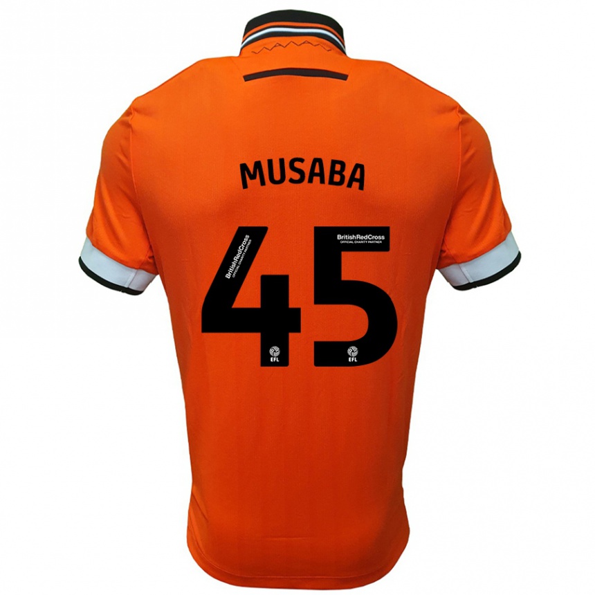 Férfi Labdarúgás Anthony Musaba #45 Narancssárga Fehér Idegenbeli Jersey 2024/25 Mez Póló Ing