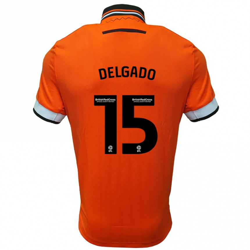 Férfi Labdarúgás Juan Delgado #15 Narancssárga Fehér Idegenbeli Jersey 2024/25 Mez Póló Ing