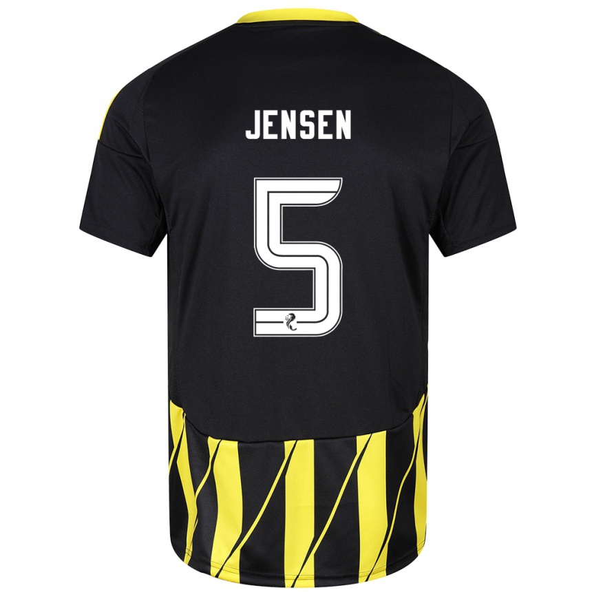 Férfi Labdarúgás Richard Jensen #5 Fekete Sárga Idegenbeli Jersey 2024/25 Mez Póló Ing