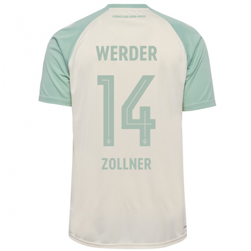 Férfi Labdarúgás Adrian Zollner #14 Törtfehér Világoszöld Idegenbeli Jersey 2024/25 Mez Póló Ing