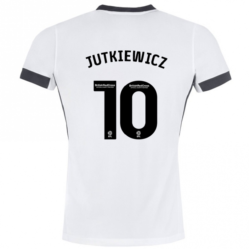 Férfi Labdarúgás Lukas Jutkiewicz #10 Fehér Fekete Idegenbeli Jersey 2024/25 Mez Póló Ing