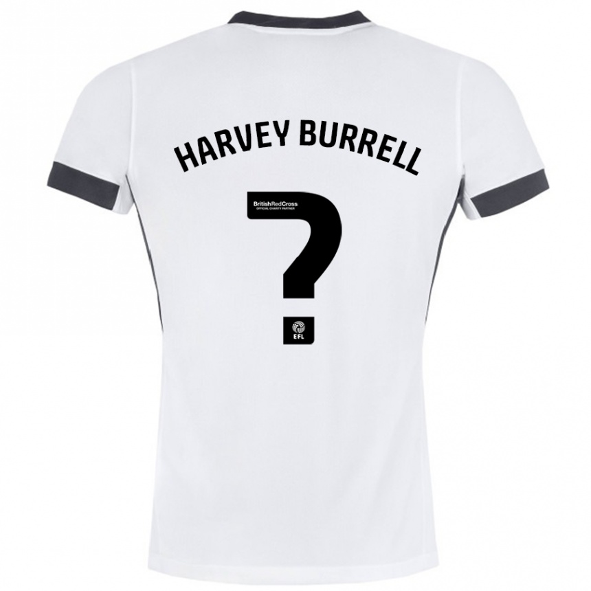 Férfi Labdarúgás William Harvey Burrell #0 Fehér Fekete Idegenbeli Jersey 2024/25 Mez Póló Ing