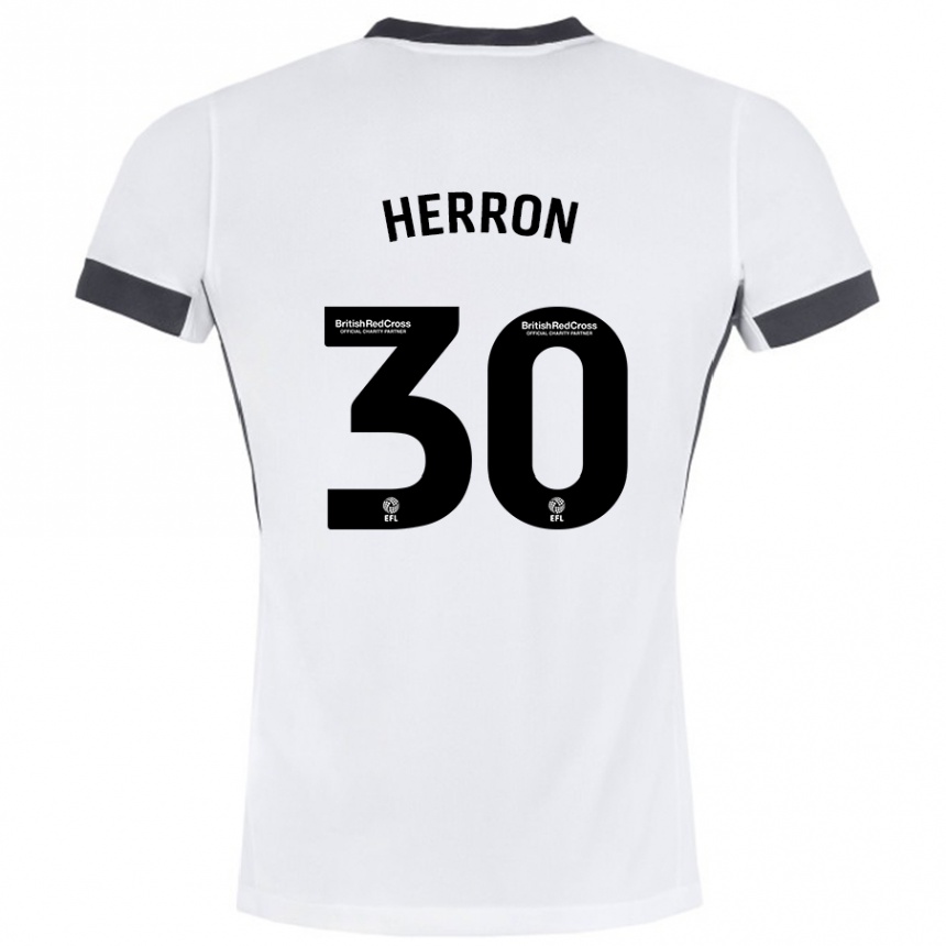 Férfi Labdarúgás Neve Herron #30 Fehér Fekete Idegenbeli Jersey 2024/25 Mez Póló Ing