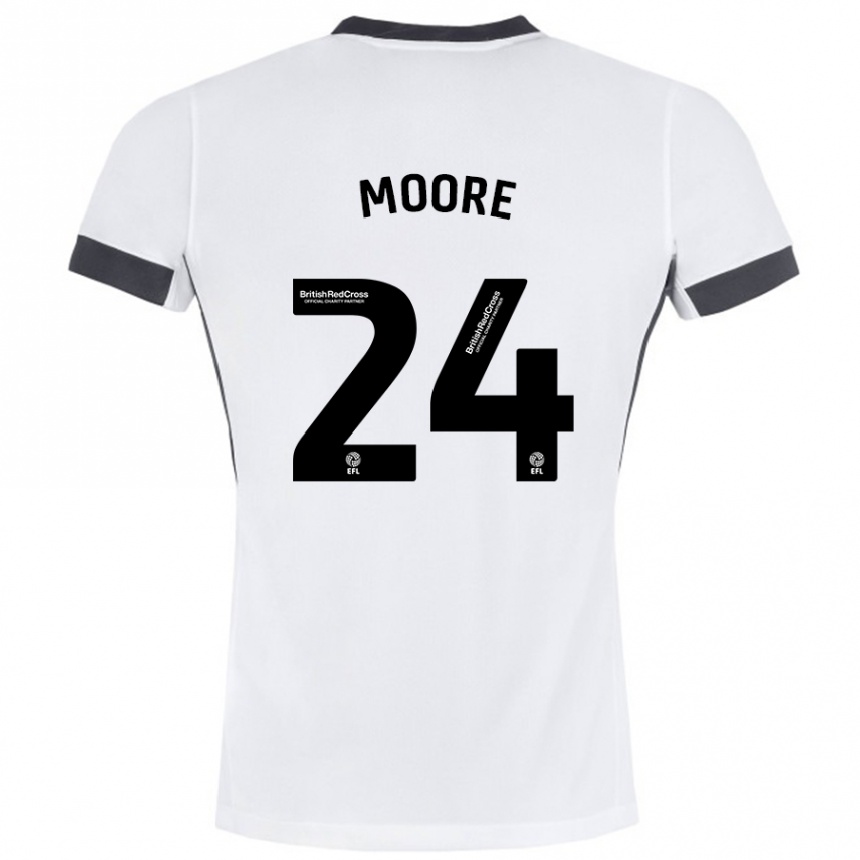 Férfi Labdarúgás Jade Ellis Moore #24 Fehér Fekete Idegenbeli Jersey 2024/25 Mez Póló Ing