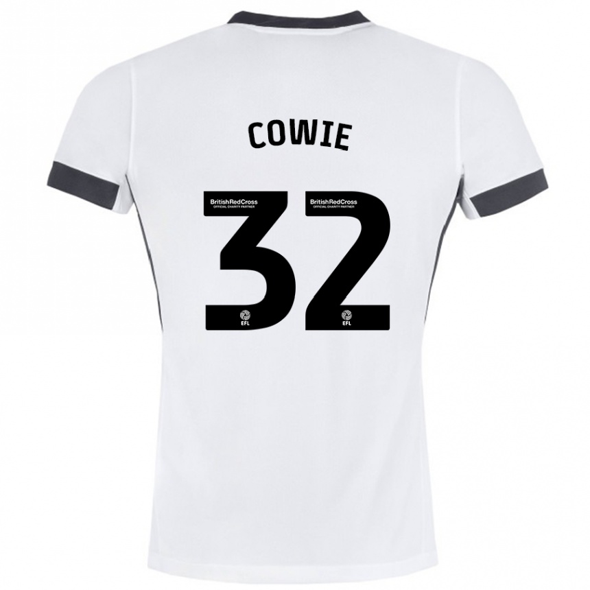 Férfi Labdarúgás Abbie Cowie #32 Fehér Fekete Idegenbeli Jersey 2024/25 Mez Póló Ing