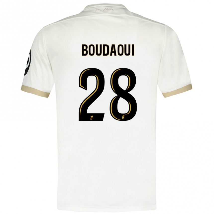 Férfi Labdarúgás Hicham Boudaoui #28 Fehér Arany Idegenbeli Jersey 2024/25 Mez Póló Ing