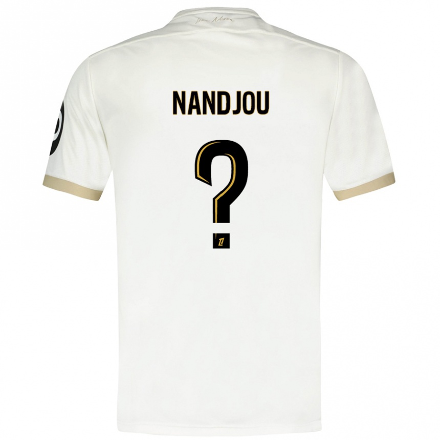 Férfi Labdarúgás Yaël Nandjou #0 Fehér Arany Idegenbeli Jersey 2024/25 Mez Póló Ing