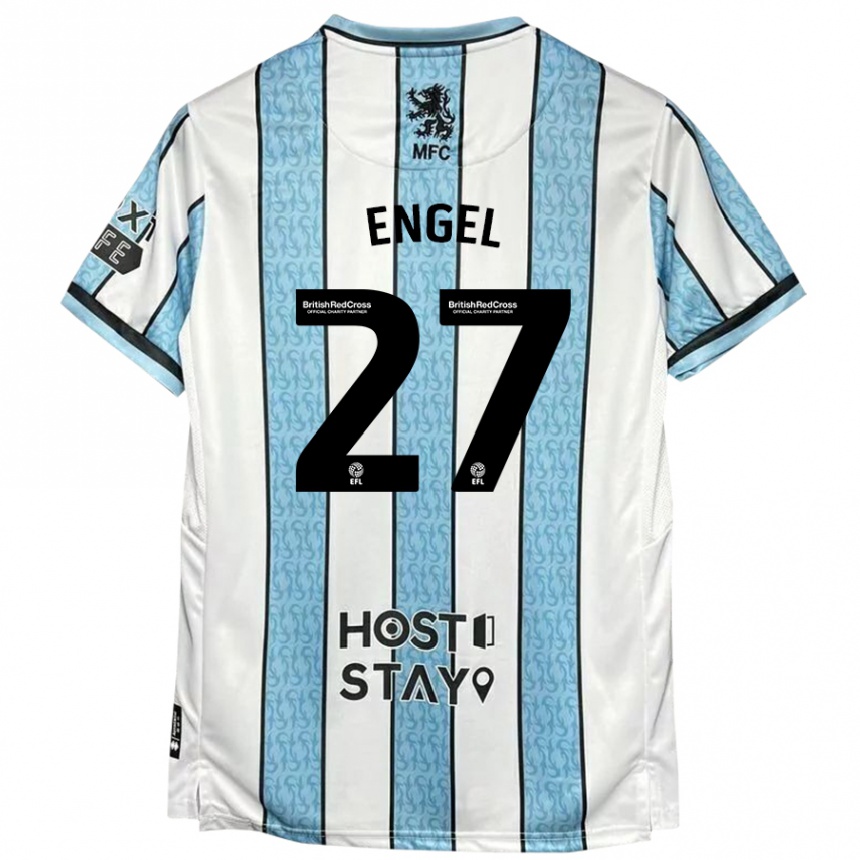 Férfi Labdarúgás Lukas Engel #27 Fehér Kék Idegenbeli Jersey 2024/25 Mez Póló Ing