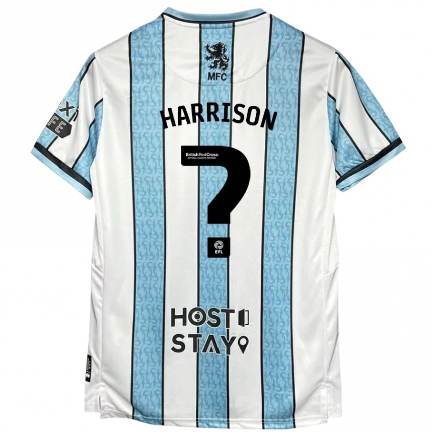 Férfi Labdarúgás Lucas Harrison #0 Fehér Kék Idegenbeli Jersey 2024/25 Mez Póló Ing