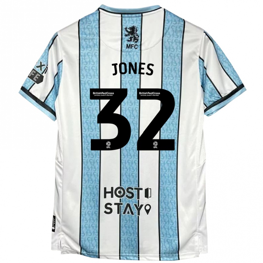 Férfi Labdarúgás Jamie Jones #32 Fehér Kék Idegenbeli Jersey 2024/25 Mez Póló Ing