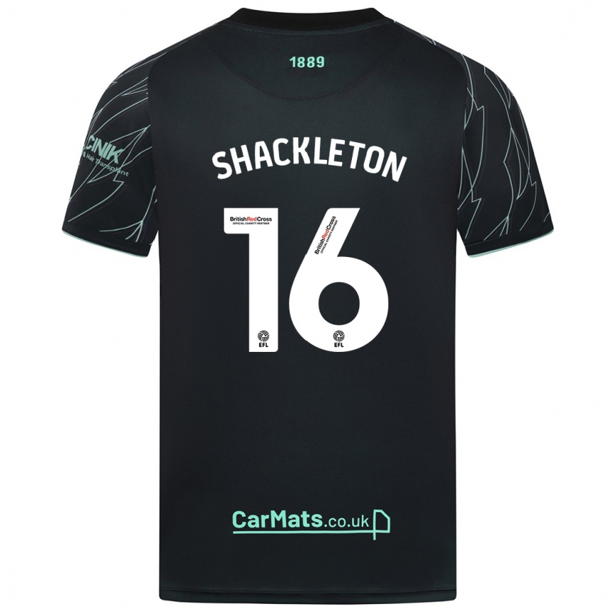 Férfi Labdarúgás Jamie Shackleton #16 Fekete Zöld Idegenbeli Jersey 2024/25 Mez Póló Ing