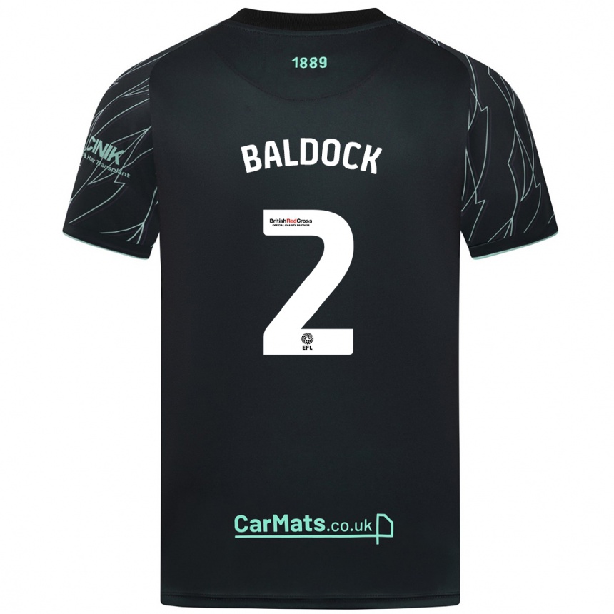 Férfi Labdarúgás George Baldock #2 Fekete Zöld Idegenbeli Jersey 2024/25 Mez Póló Ing