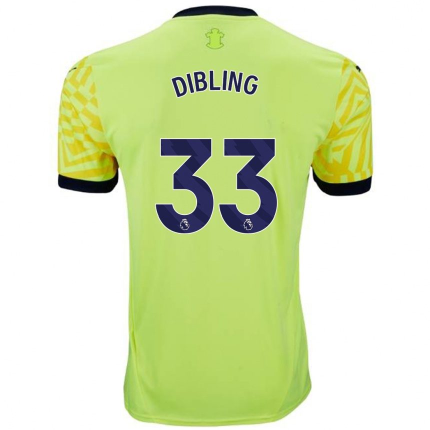 Férfi Labdarúgás Tyler Dibling #33 Sárga Idegenbeli Jersey 2024/25 Mez Póló Ing