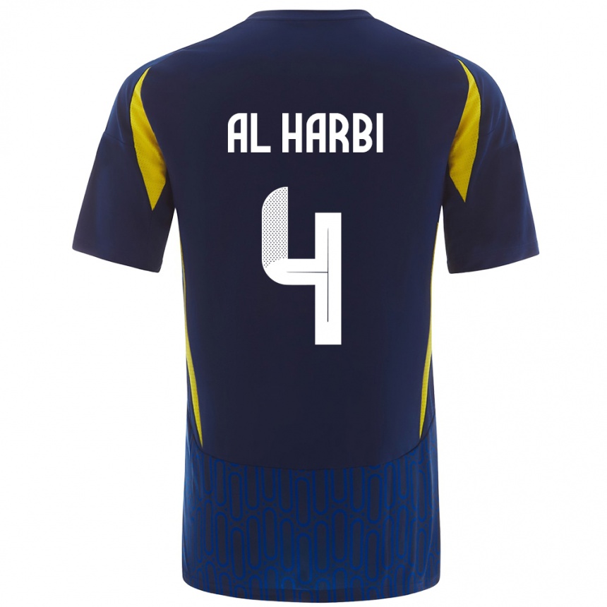 Férfi Labdarúgás Fay Al-Harbi #4 Kék Sárga Idegenbeli Jersey 2024/25 Mez Póló Ing