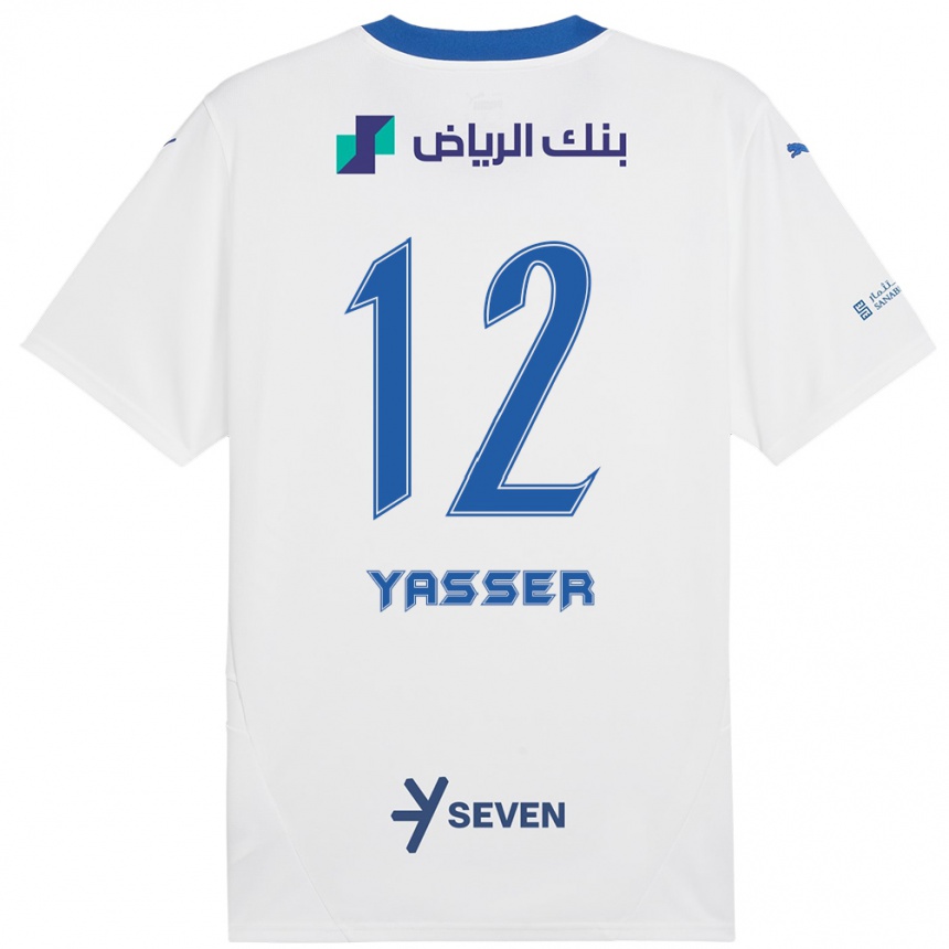 Férfi Labdarúgás Yasser Al-Shahrani #12 Fehér Kék Idegenbeli Jersey 2024/25 Mez Póló Ing