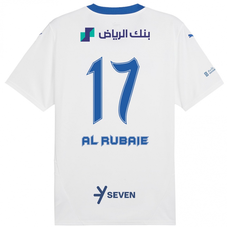 Férfi Labdarúgás Mohammed Al-Rubaie #17 Fehér Kék Idegenbeli Jersey 2024/25 Mez Póló Ing