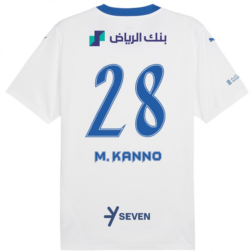 Férfi Labdarúgás Mohamed Kanno #28 Fehér Kék Idegenbeli Jersey 2024/25 Mez Póló Ing