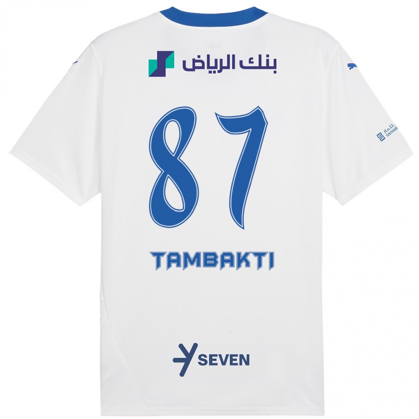 Férfi Labdarúgás Hassan Tambakti #87 Fehér Kék Idegenbeli Jersey 2024/25 Mez Póló Ing