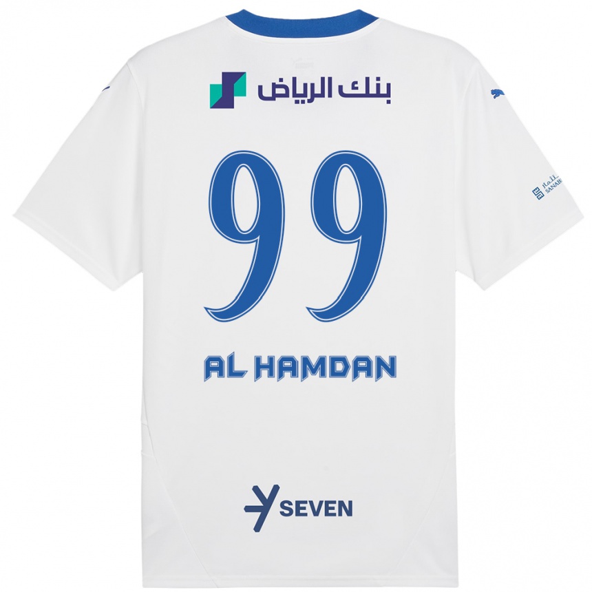 Férfi Labdarúgás Abdullah Al-Hamdan #99 Fehér Kék Idegenbeli Jersey 2024/25 Mez Póló Ing