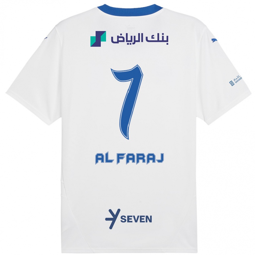 Férfi Labdarúgás Salman Al-Faraj #7 Fehér Kék Idegenbeli Jersey 2024/25 Mez Póló Ing