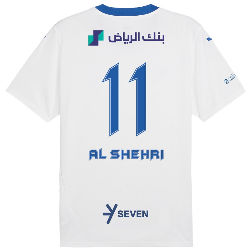 Férfi Labdarúgás Saleh Al-Shehri #11 Fehér Kék Idegenbeli Jersey 2024/25 Mez Póló Ing