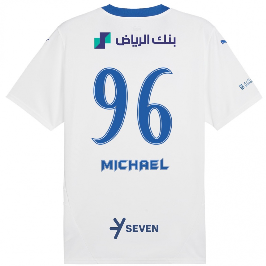 Férfi Labdarúgás Michael #96 Fehér Kék Idegenbeli Jersey 2024/25 Mez Póló Ing