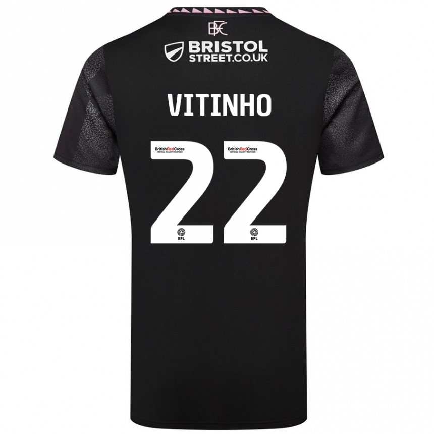 Férfi Labdarúgás Vitinho #22 Fekete Idegenbeli Jersey 2024/25 Mez Póló Ing