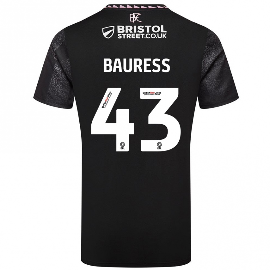 Férfi Labdarúgás Joe Bauress #43 Fekete Idegenbeli Jersey 2024/25 Mez Póló Ing