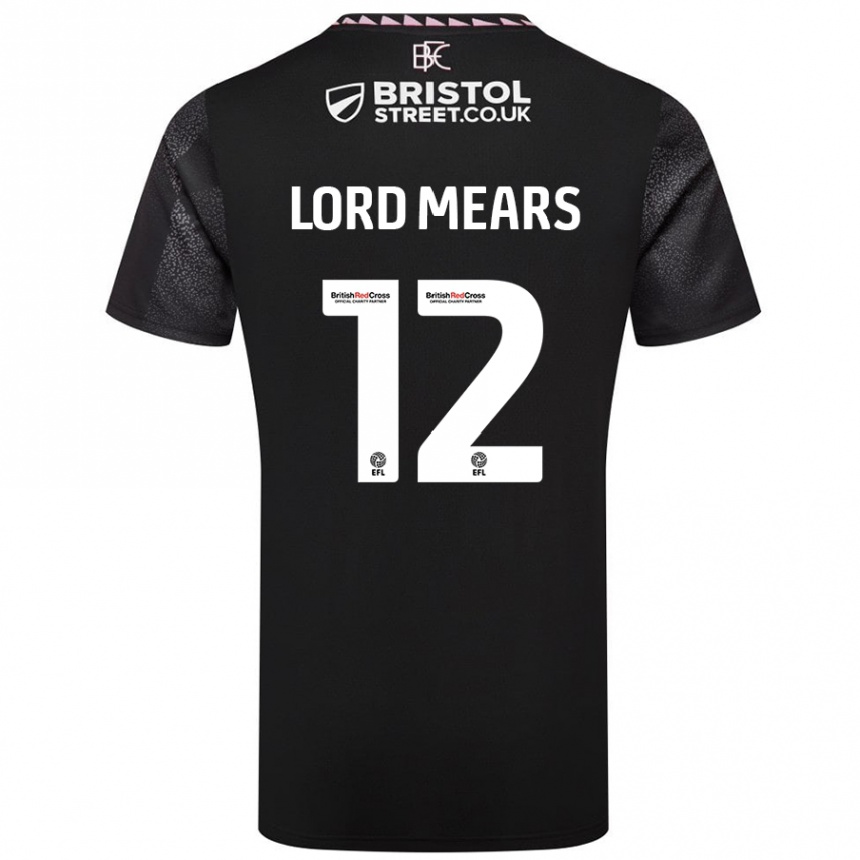 Férfi Labdarúgás Rhema Lord-Mears #12 Fekete Idegenbeli Jersey 2024/25 Mez Póló Ing