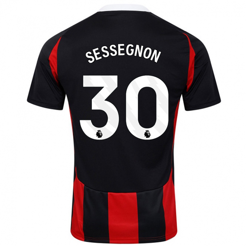 Férfi Labdarúgás Ryan Sessegnon #30 Fekete Piros Idegenbeli Jersey 2024/25 Mez Póló Ing